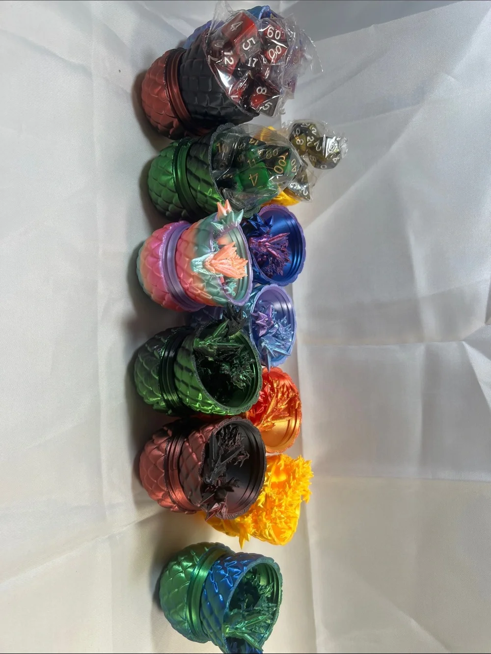 Assorted Metallic Dragon Scale Dice Containers - Multicolor